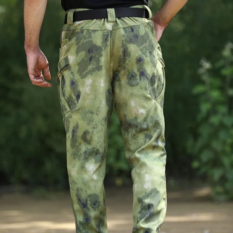 Men's Winter Pants Water Resistant Fleece Lined Snowboard Softshell Tactical Pants with Multi-Pockets Outdoor Work Pants