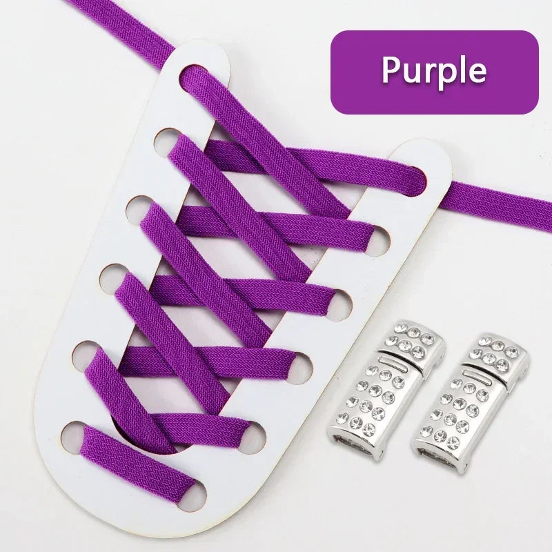 Magnetic Shoe Laces Without Ties Elastic Shoelaces For Sneakers  Diamond Metal Lock Convenient Lazy Shoes Lace Unisex 1Pair