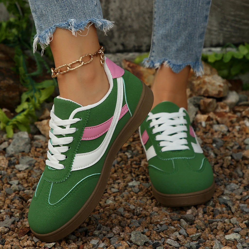 Women's 2025 Fashion Casual Sneakers Comfortable Lace Up Flat Shoes Tennis Shoes Zapatillas De Muje 35-43