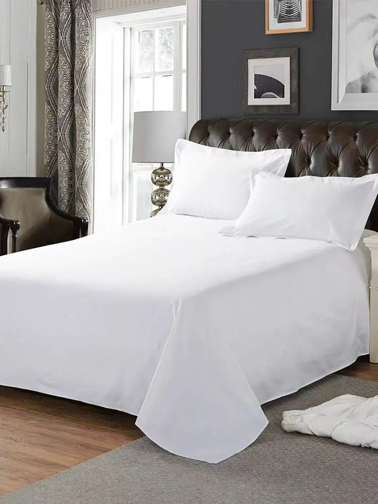 One Single Bed Sheet (Excluding Pillowcases and Pillow Inserts) Made of Washed Material, Pure White, Suitable for Hotels, Guesthouses, and Home Use for Single or Double Beds