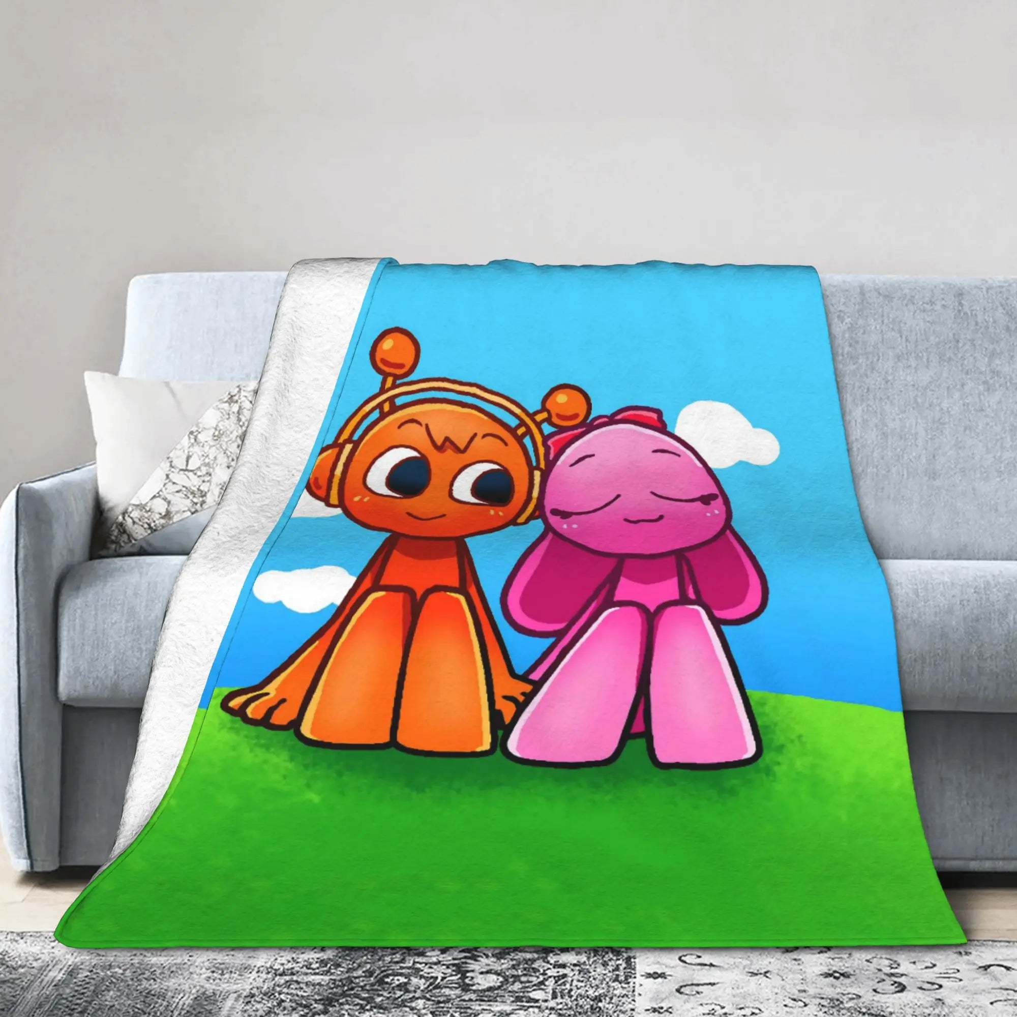 Warm Soft BlanketsChildren Travel Sprunki Gray & Wenda Throw Blanket  Flannel Bedspread For Bedroom Novelty Sofa Bed Cover