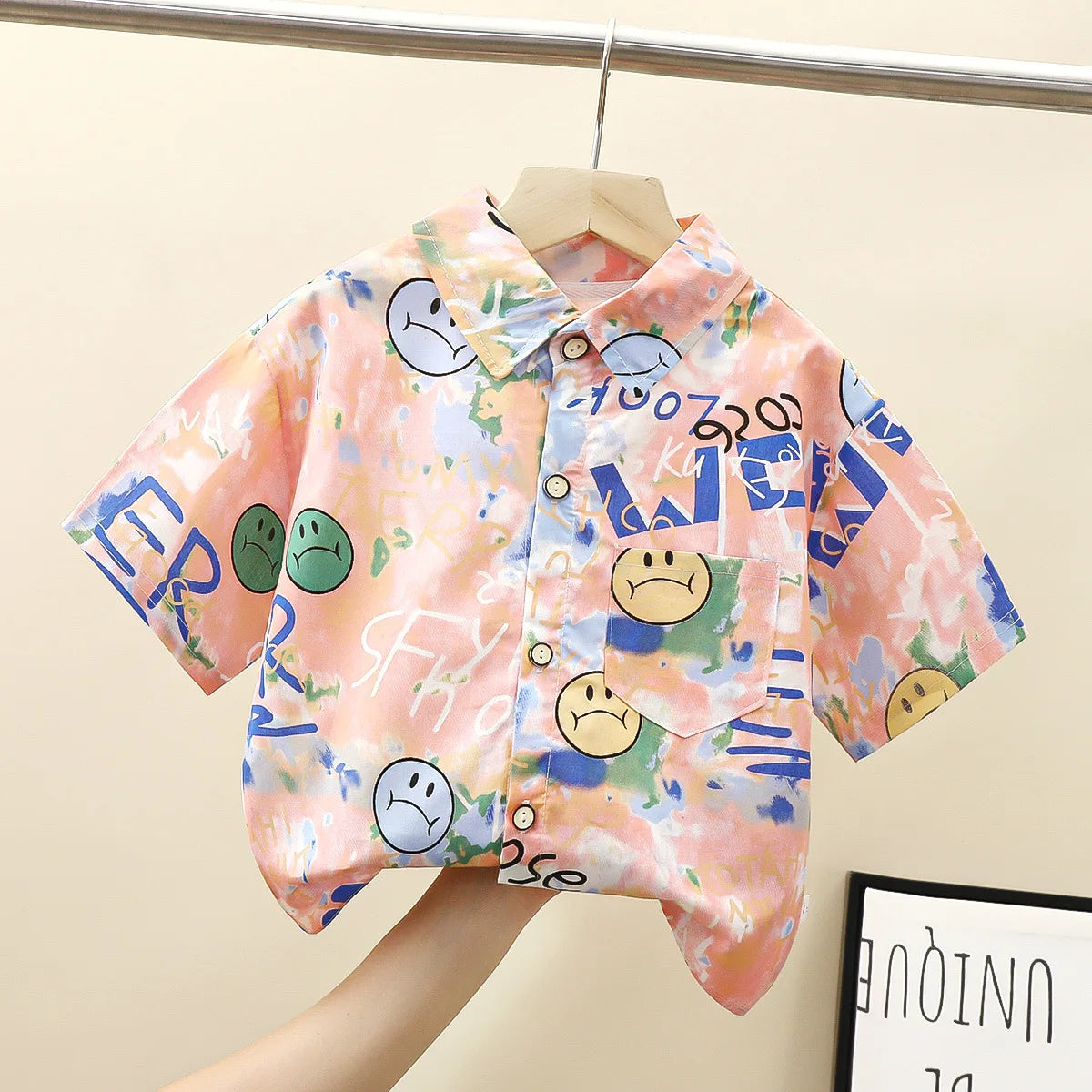 2-8Y Boys Shirt Formal Kids Gentlemen Tops Clothes Hawaii Short Sleeved Cotton baby Children Clothing DS29