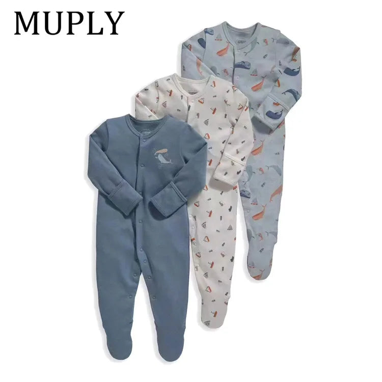 3 Pcs/Lot Autumn Winter Long Sleeve Casual Sweet Baby Girl Romper 100%Cotton Soft Newborn Jumpsuits Clothes