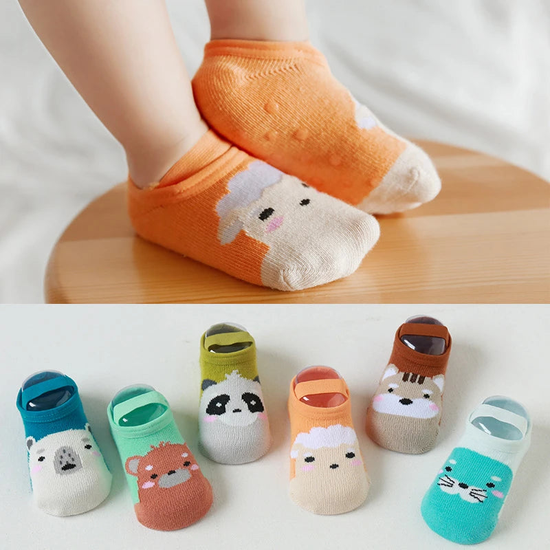 Kids Cotton Socks Cute Cartoon Animal Pattern Comfy Breathable Baby Non-slip Floor Socks