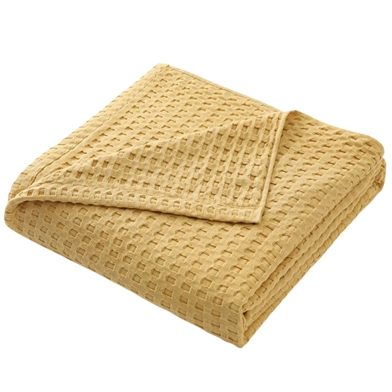 Light Waffles Pique Cotton Blanket 150x200cm Cooling Cotton Waffles, Cooling Sleep Blanket Summer Bed Throw Accessory
