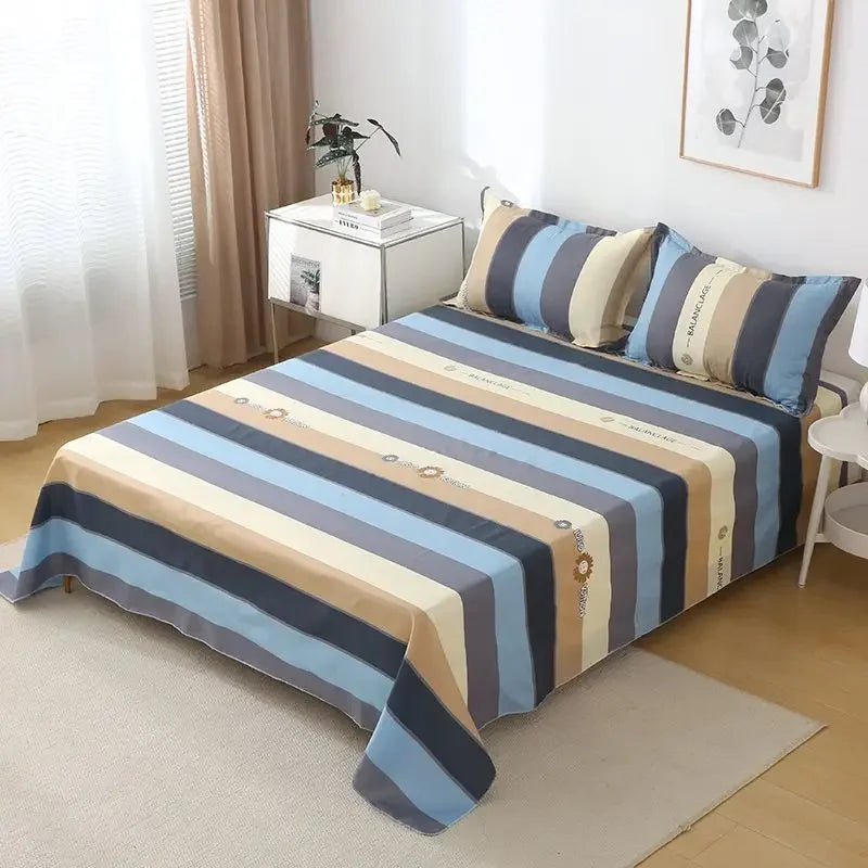 ‌Bohemian Bed Sheet Set - 400TC Mediterranean-Style Cotton with Fade-Resistant Dye for Dorm Essentials