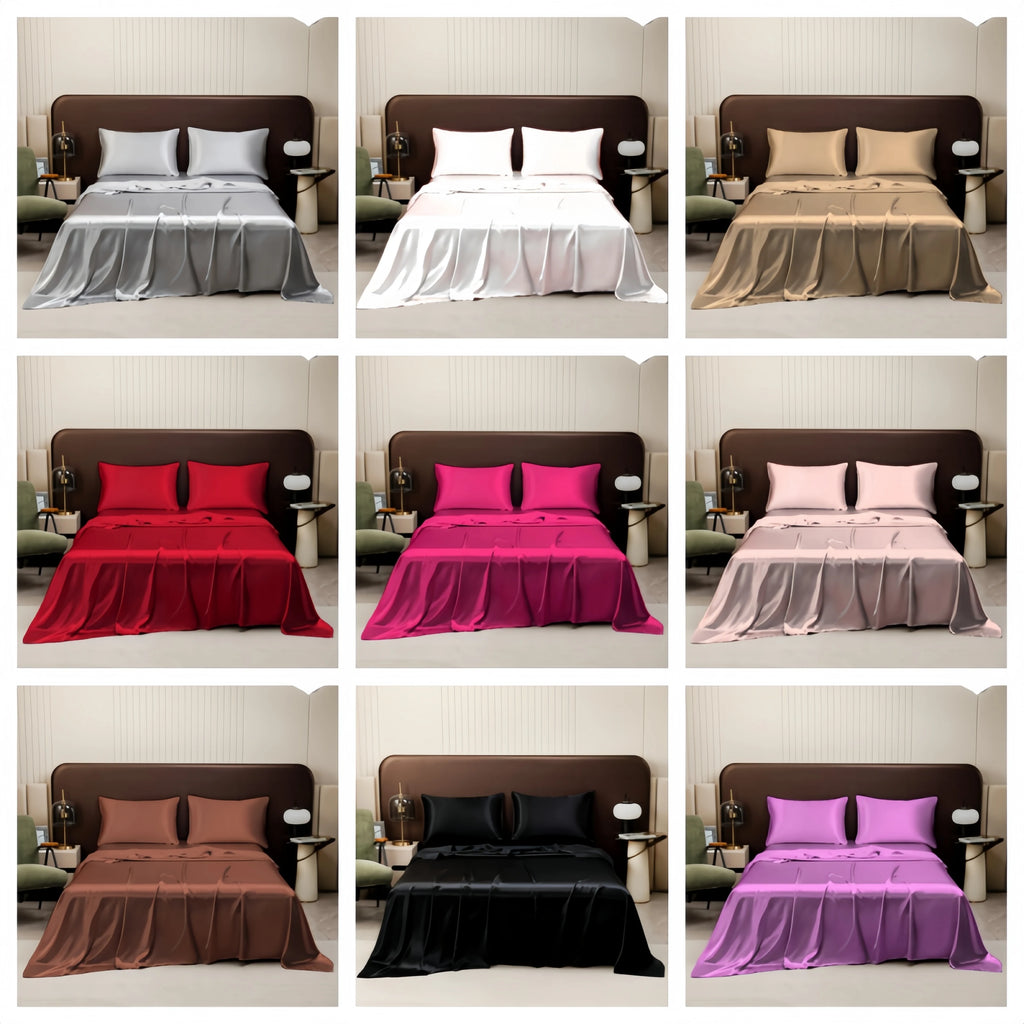 Pure Color Satin Feel Flat Bed Sheet Soft Skin-friendly High-end 4 Seasons Universal 230x230cm Sheet Bed Cover No Pillowcases