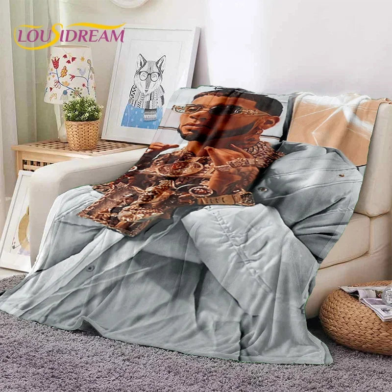 Free Anuel AA Rapper Hip Hop Singer Soft Flannel Blanket for Beds Bedroom Sofa Picnic,Throw Blanket for Outdoor Leisure Nap Gift
