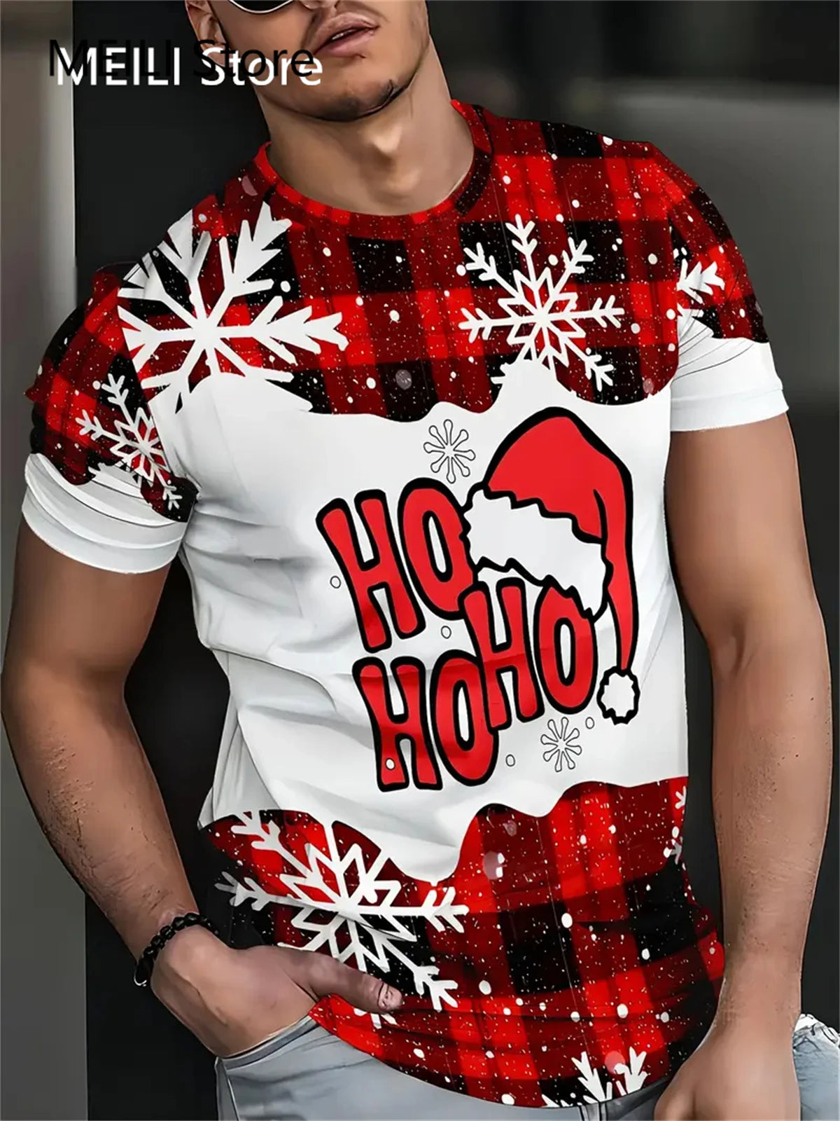 Men's T Shirt Santa Claus Graphic Print Pullover Summer Casual Short Sleeve Tee Funny T-Shirts Male Christmas Oversized Clothing