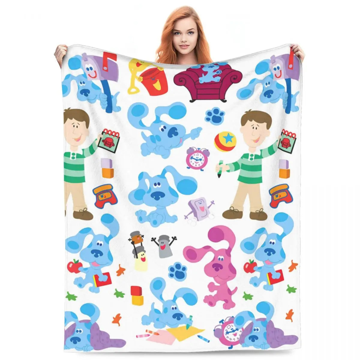 Blue's Clues Collage Blanket Warm Soft Novelty Plush Throw Blanket For Outdoor Camping Flannel Bedspread Bed Cover