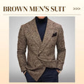 Men's Suit Jackets Double-Breasted Tweed Fabric Chest Bag Retro Gentleman Fashion Business Casual Formal Blazer Autumn Winter