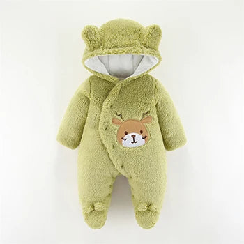 0 3 6 9 12 Months Newborn Baby Rompers Cute Christmas Elk Plush Infant Girl Overall Jumpsuit Autumn Winter Warm Baby Boy Clothes