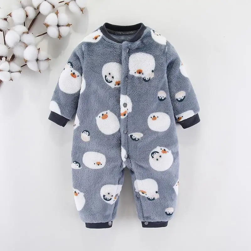New Baby Girl Boy Thick Romper Warm Winter Newborn Infant Baby Dinosaur Fleece Romper Jumpsuit Soft Pajamas Clothes