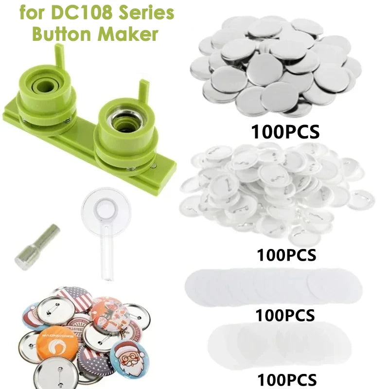 Pink/Green Button Badge Machine Mold Die DIY Round/Heart Pin Badge Making Punch Press Maker 57*53mm Badge Parts For DC108 Series