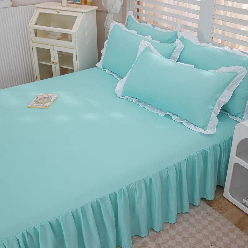 Bed Sheets Solid Plain Nordic Style Bedroom Washed Flat Breathable Adults Comfortable Simple Queen Size Home Bed-protect Soft