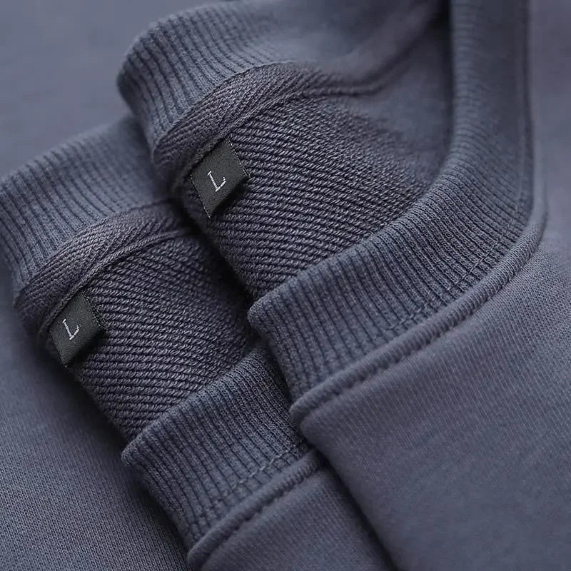 Autumn Heavyweight Cotton Round Neck Sweater Solid Loose Simple Sports Harajuku Top for Men and Women Pullover