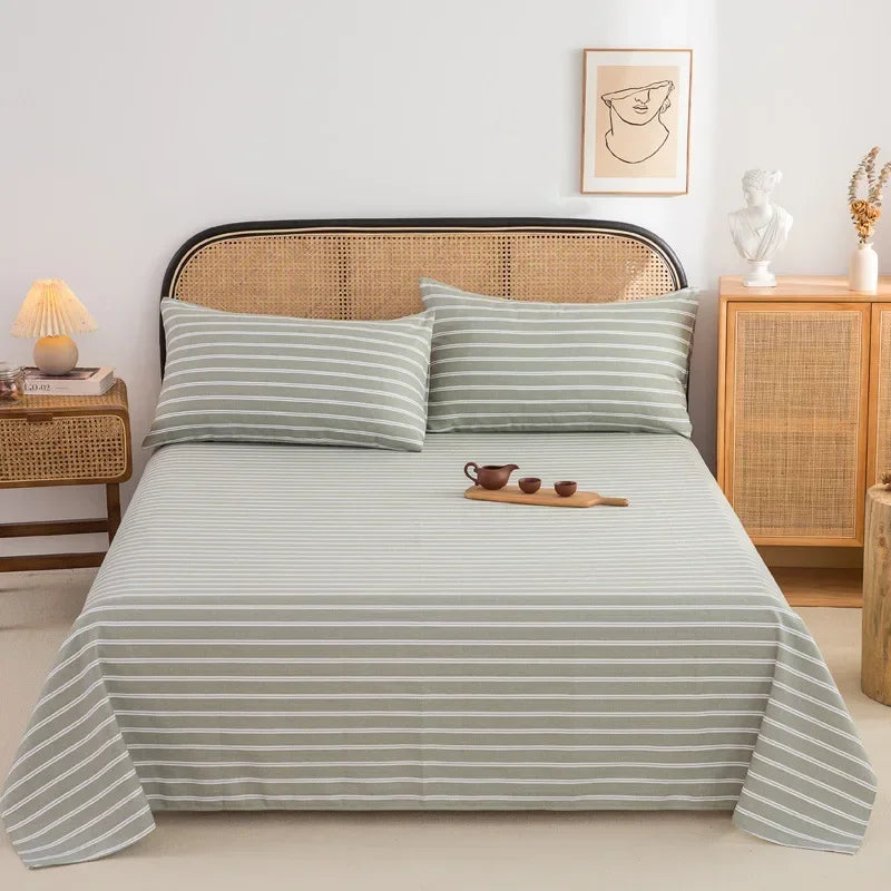 Soft 100% Cotton Coarse Cloth Bed Sheet Thick Sleep Naked Single Double Bedsheet Comfortable Durable Breathable Bed Sheets Queen