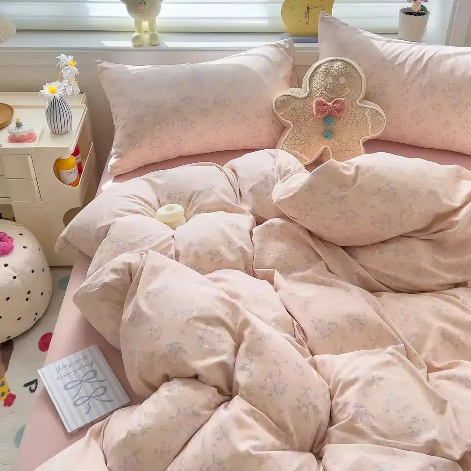 Bedding Set Simple Style Duvet Cover Pillowcase with Bedsheet Home Bedclothes Boys Girls Room Bed Sheet Sets 이불세트