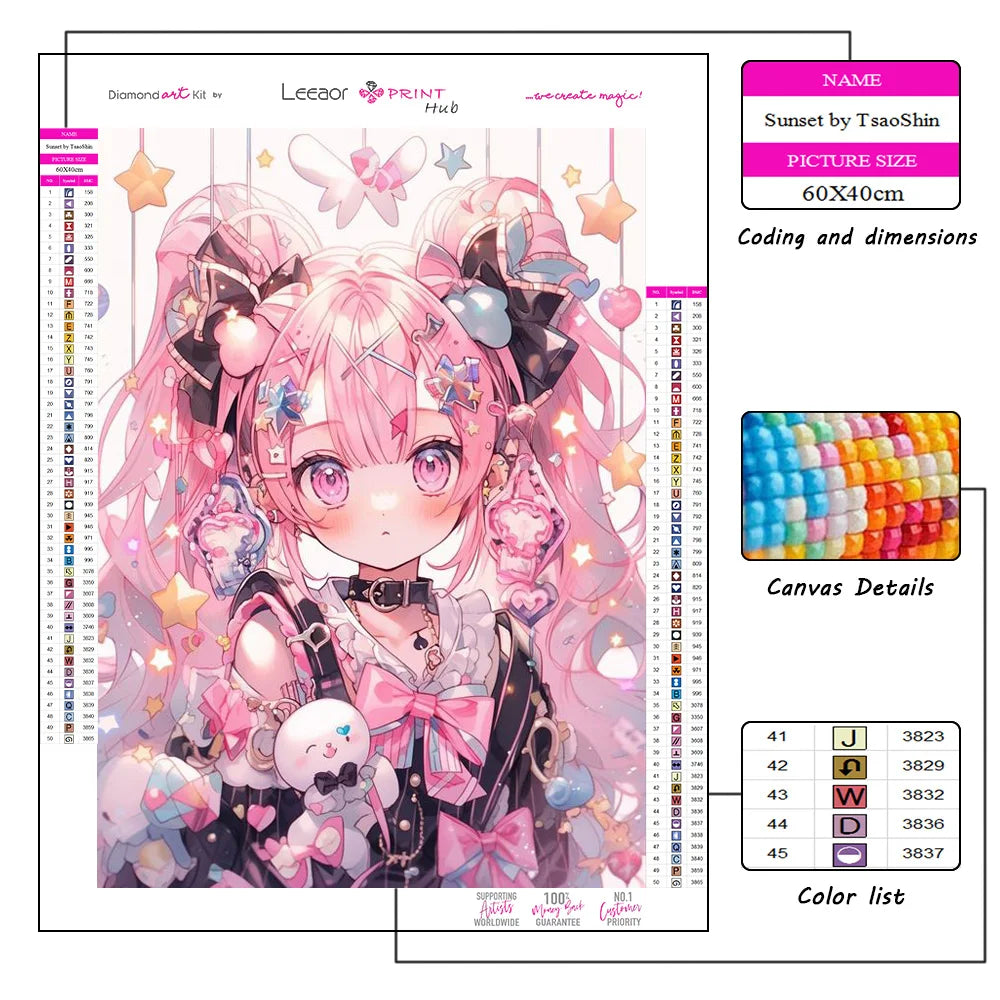 Diamond Painting 2024 Cartoon Girl Picture Full Drill Mosaic Embroidery 5d Diy Cross Stitch Kit Home Decor Gift алмазная мозаика