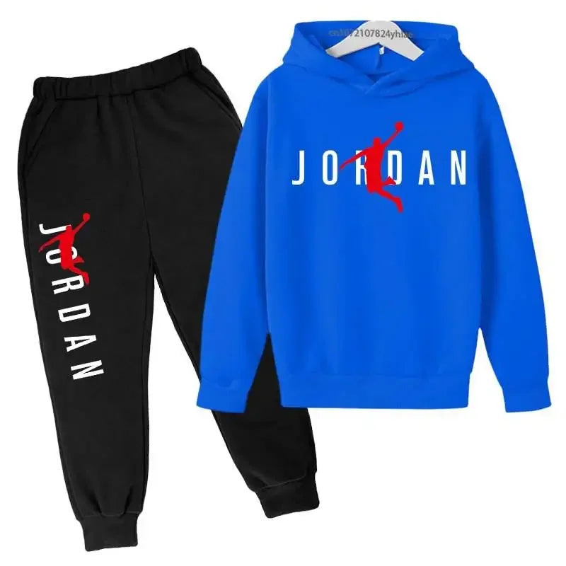 Simple Letter Print Sweatshirt Autumn Hoodie + Pants Sportswear 3-13 Years Old Boys and Girls Street Wear Hooded Suit