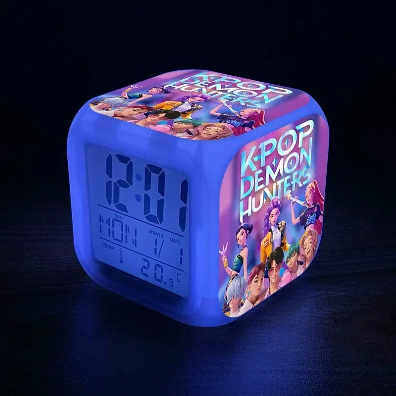 Kpop Demon Group Student Alarm Clock Colorful Digital Clock Children'S Room Anime Cartoon Demon Hunteri Alarm Clock Blind Box