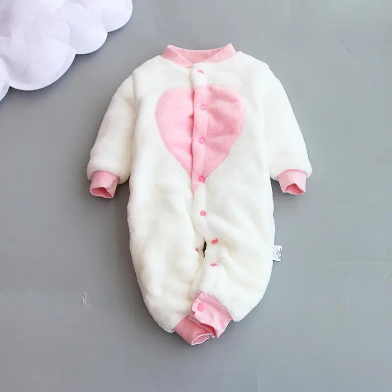 New Baby Girl Boy Thick Romper Warm Winter Newborn Infant Baby Dinosaur Fleece Romper Jumpsuit Soft Pajamas Clothes