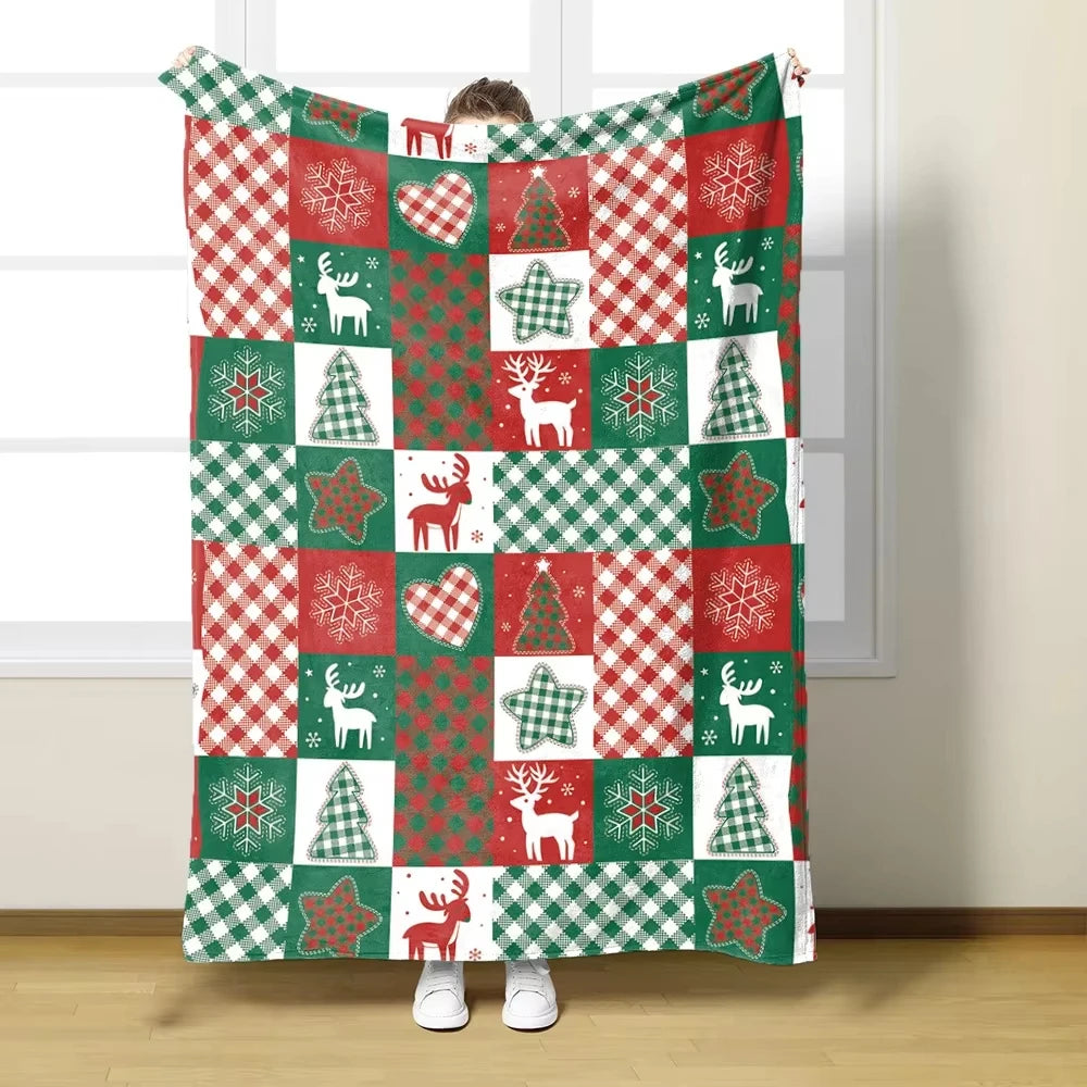 Warm Christmas Winter Flannel Blanket | Bedding Bedspread, Sofa Throw & Knee Blanket | Perfect Christmas Decor & Gift