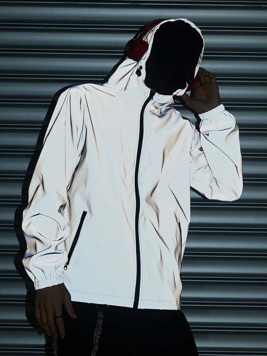 Night Reflective Clothes Spring New Men's Hooded Jacket Outdoor Run Casual Windproof Coat Couples Hip-hop Streetwear S-5XL