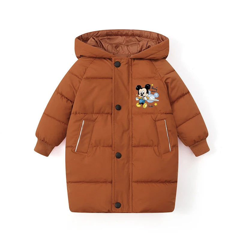Winter Teen Boys Jacket -10℃ Thick Hooded Parka Warm down Cotton Snowsuit for 2-10Y Kids Fashionable Snow Gear