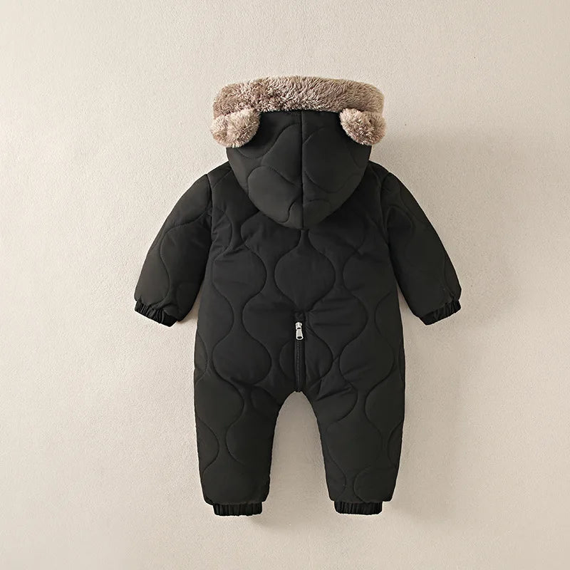 0-3 years old winter baby outdoor clothing fur lining warm toddler girl boy jumpsuit cartoon plus velvet baby jumpsuit