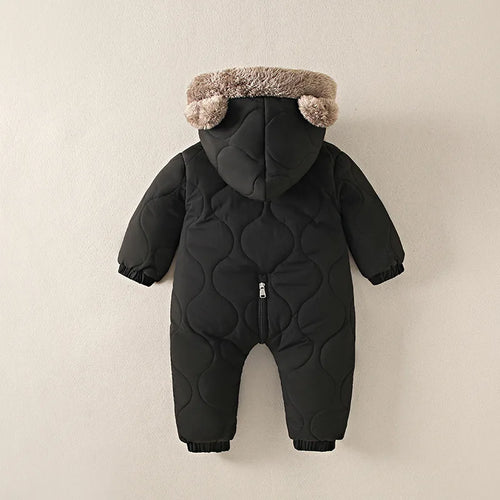 0-3 years old winter baby outdoor clothing fur lining warm toddler girl boy jumpsuit cartoon plus velvet baby jumpsuit