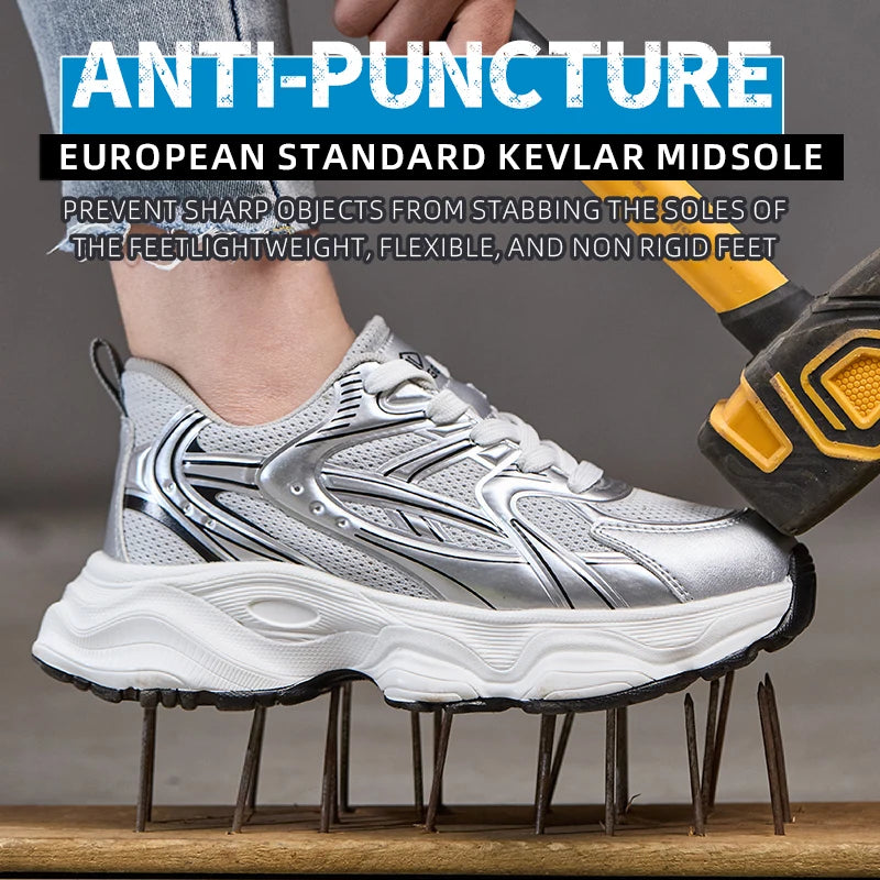 Fashion New 2025 Women Safety Work Shoes Sneakers Steel Toe Anti Smashing Boots Indestructible Lightweight Female Footwear