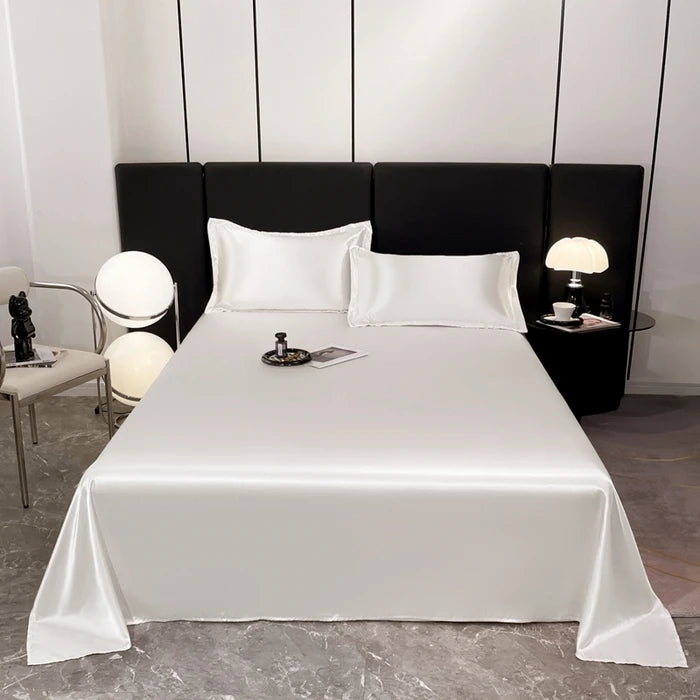 1pc Plain Satin Solid Color Bed Sheets, Flat Sheets for Bedroom, Bedding Does Not Include Pillowcase