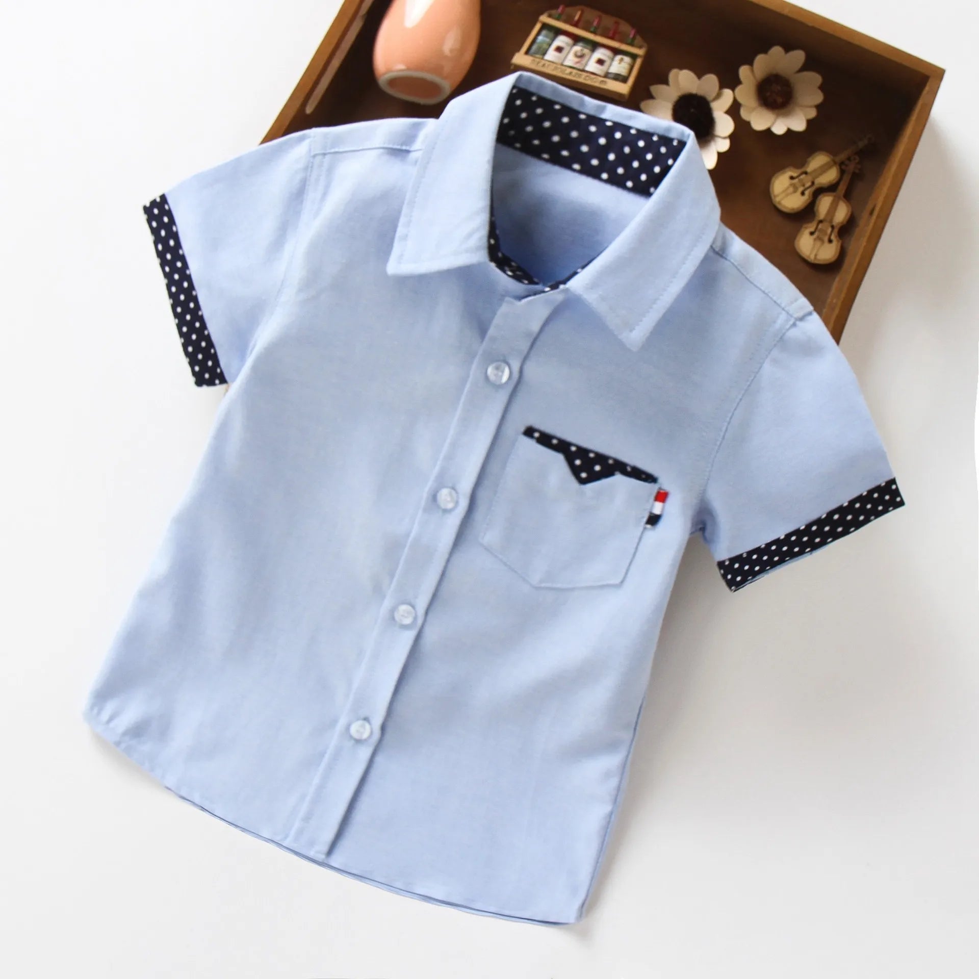 Boys Hot Sale Shirts Children Fashion Solid Cotton Short-sleeved Boys Shirts For 2-14Age kids Blouses clothes Baby Shirts Tops
