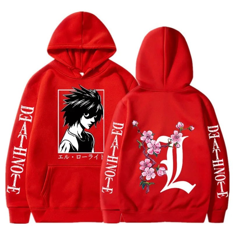 Men's street sweatshirt Death Note L print anime hoodie plus velvet men and women autumn and winter comfortable sweatshirt