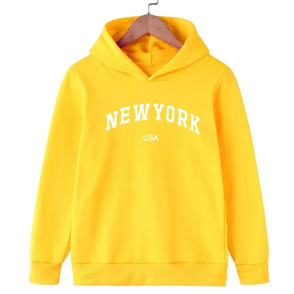 New York Boys and Girls Hoodies Autumn/Winter Hoodies Long Sleeves Classic Casual Minimalist Jackets Children's Letter Hoodies
