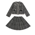 Teen Girls Skirts clothes sets French design Round neck jacket+Pleated skirt 2pcs fashion junior kid suit child outfits 4-14Y
