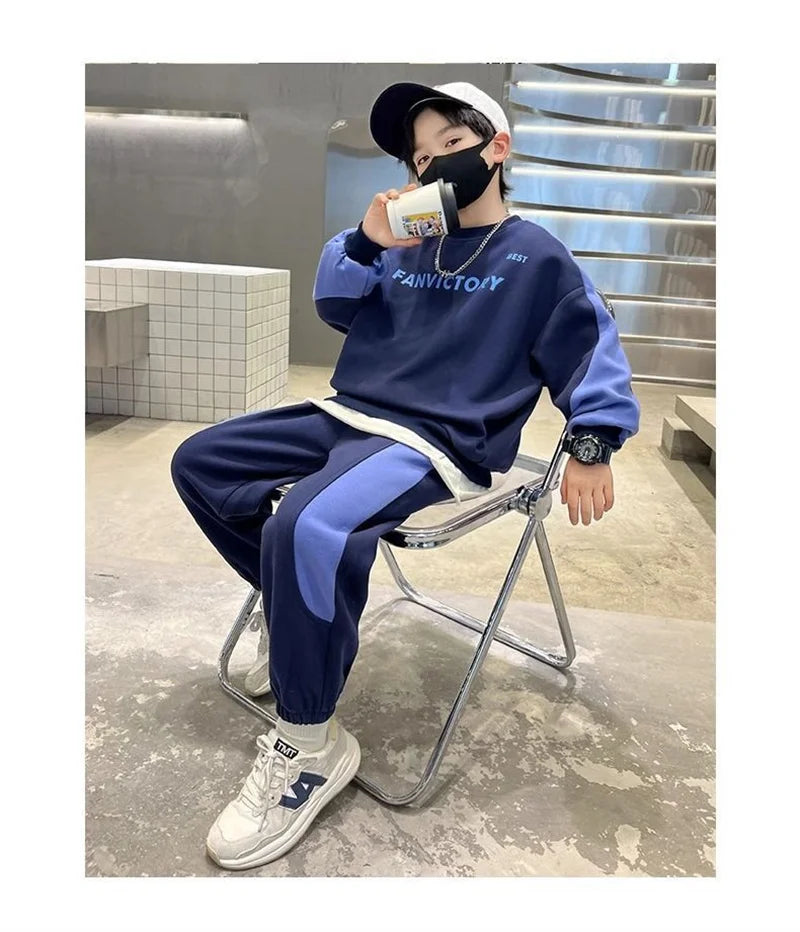 Boys Prints Letter Sets Children Spring Fashion Clothes Suits Kids Casual Sweatshirts+Pants 2Pcs Simplicity Autumn Outfits