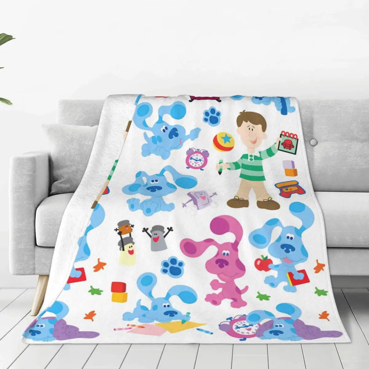 Blue's Clues Collage Blanket Warm Soft Novelty Plush Throw Blanket For Outdoor Camping Flannel Bedspread Bed Cover