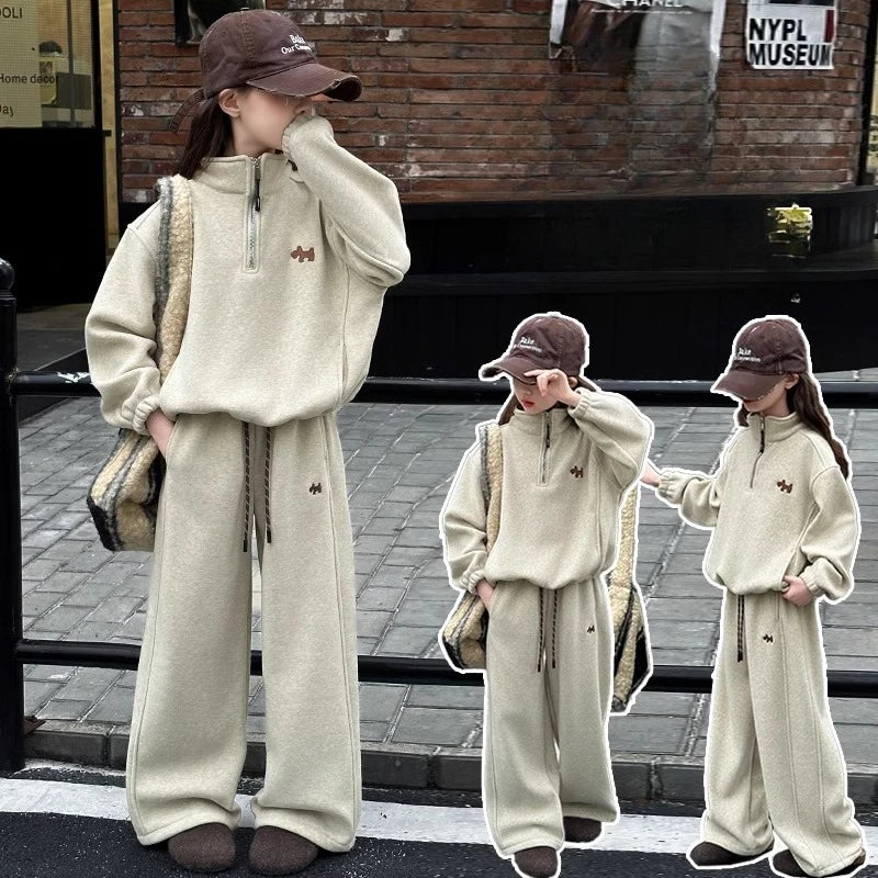 Children's Sets Teen Girls Spring Outfit Set Fashion Hoodie & Jogger Pants 2-Piece Causal Chic Tracksuit for Big Kids