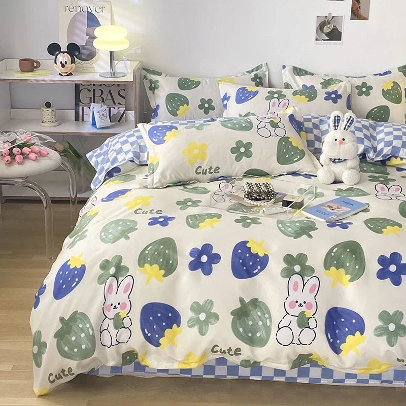 Bedding Set for Girl Boy Bedroom KIDS Modern Comforter Duvet Cover Flat Sheet Pillowcase  Home Textile Soft Bed Linen
