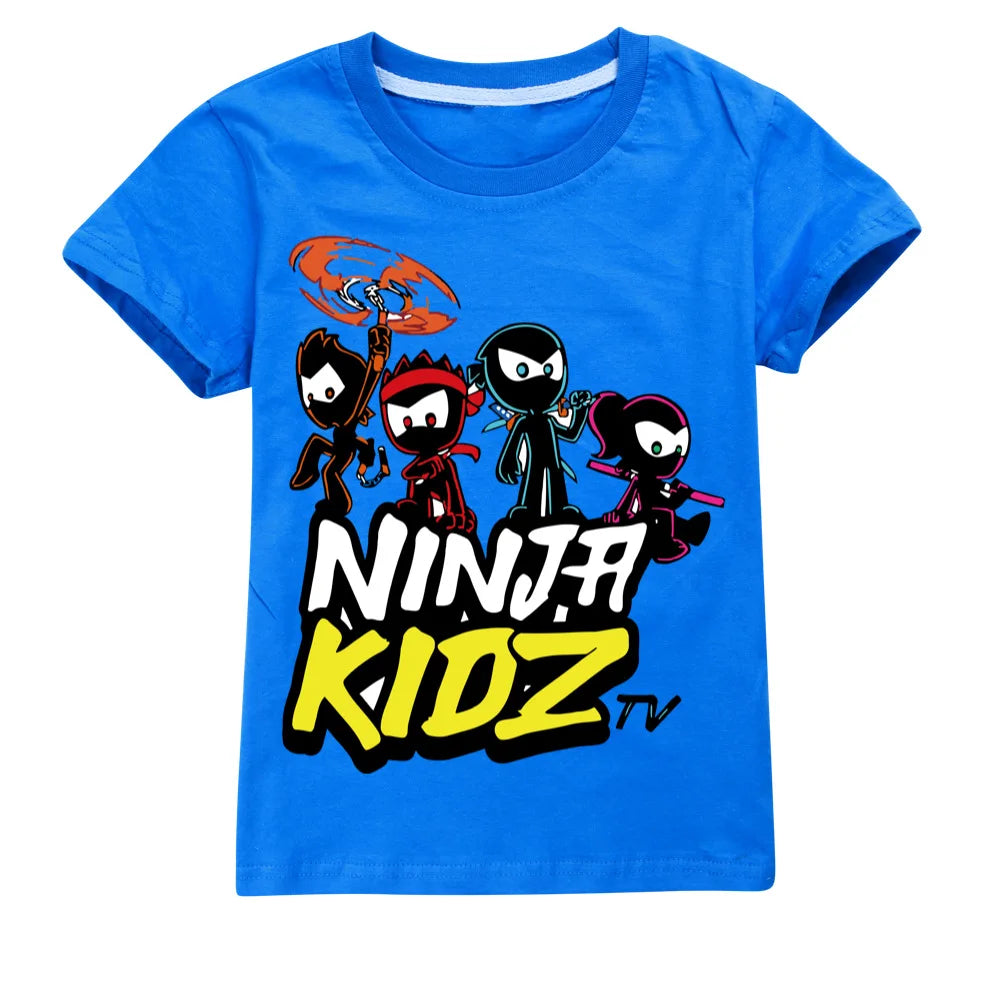 NINJA KIDZ Kids Clothes Summer Boys Fashion Short Sleeve T-Shirt Boys Graphic Tee Baby Girls Tops Children Pullover Hot Selling