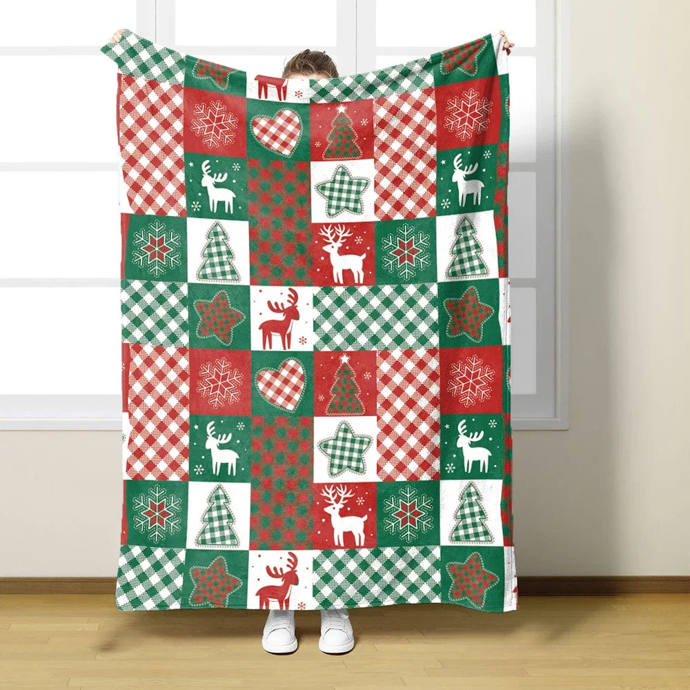 Warm Christmas Winter Flannel Blanket | Bedding Bedspread, Sofa Throw & Knee Blanket | Perfect Christmas Decor & Gift