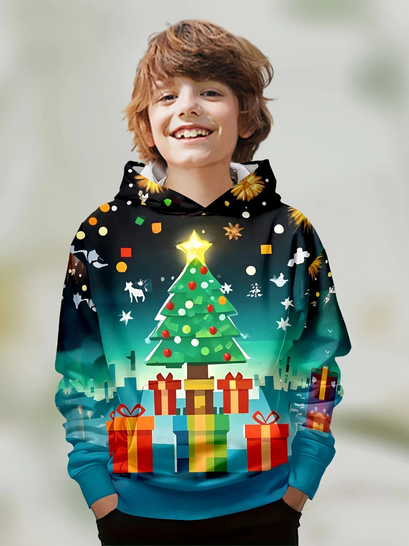 Kids Clothes Boys Hoodies Long Sleeve 3D Christmas Print Children Spring Fall Clothes Stylish Party Ambiance Girl Clothes Tops