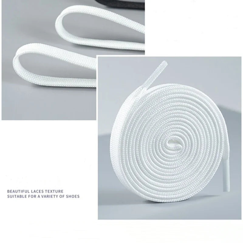 2 Pairs Black White Shoe Laces Flat Double Woven Anti-slip Polyester Shoelaces Sports Casual White Shoes Classic Shoelace