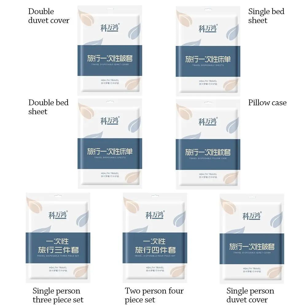 3 / 4-Piece Disposable Bed Sheet Dirty Proof Bedding Set Duvet Cover Pillowcase Thickened Non-Woven Isolation Sheets Travel