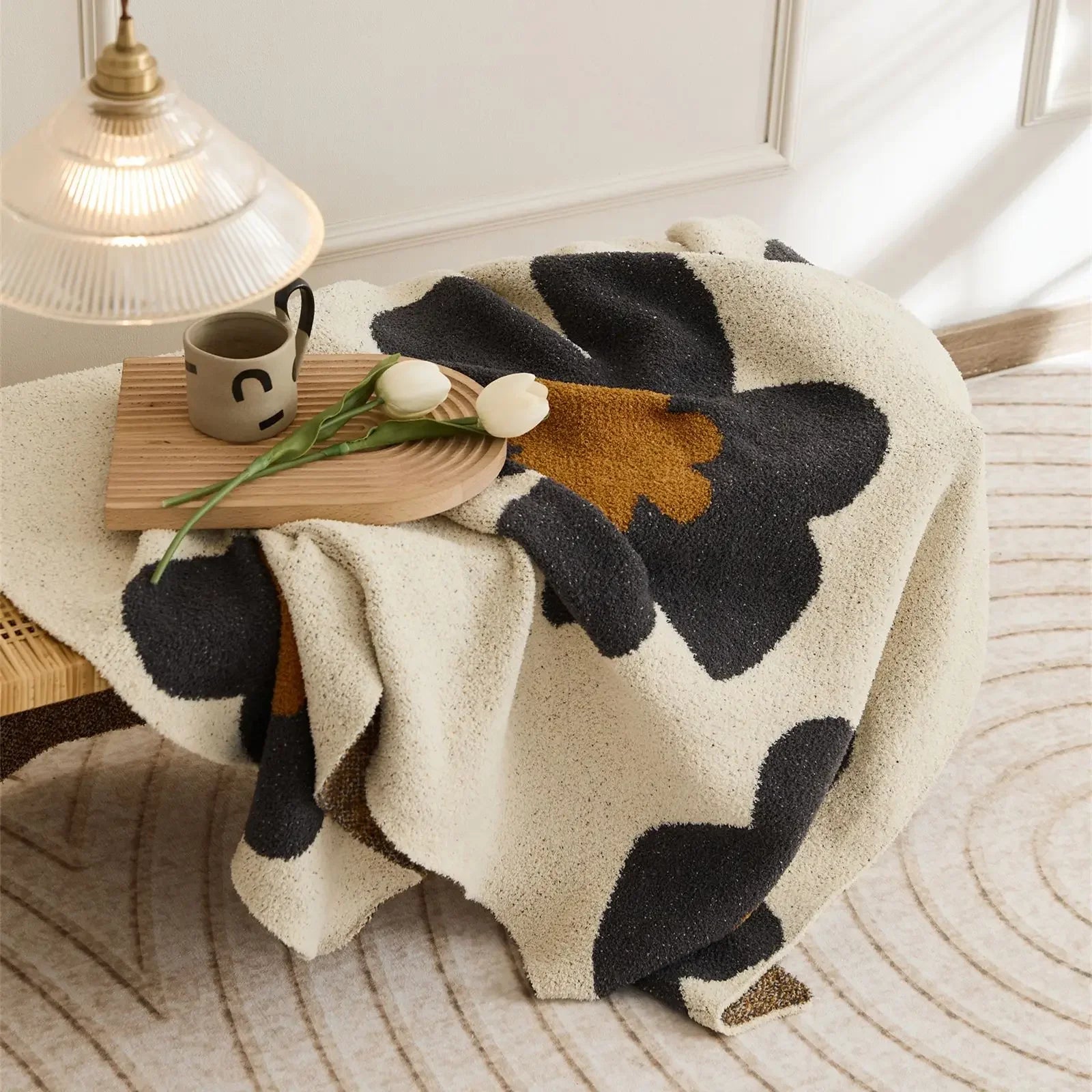 Knitted Velvet Blanket Ins Style Sunflower Nap Blanket Camping Warm Single Person Leisure Thick Blanket Sofa Air Conditioning