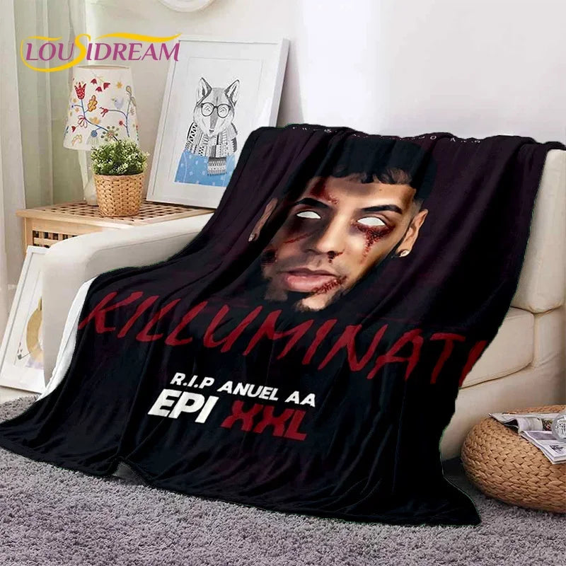 Free Anuel AA Rapper Hip Hop Singer Soft Flannel Blanket for Beds Bedroom Sofa Picnic,Throw Blanket for Outdoor Leisure Nap Gift