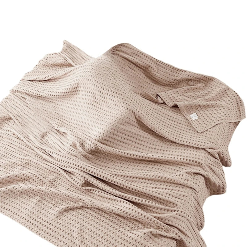 Light Waffles Pique Cotton Blanket 150x200cm Cooling Cotton Waffles, Cooling Sleep Blanket Summer Bed Throw Accessory