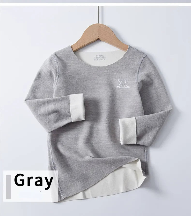 Children's T-shirt Winter Fleece Warm Long Sleeve Underwear for Boys Soft Cozy Home Girls Tops 13 14 15 Years Teens Kids Clothes